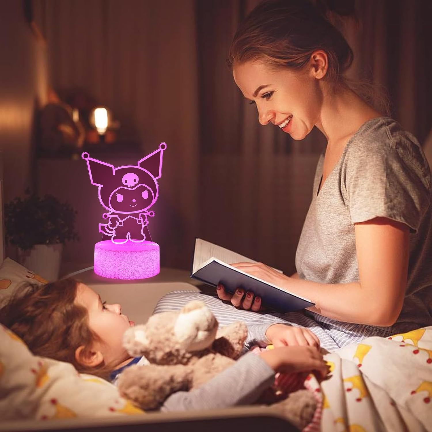 sunduck Pink Kawaii Night Light with Corded Control- Cute Dreamy Girls Room Decor, Perfect Birthday/Christmas Gift for Kids, Unique Holiday Present