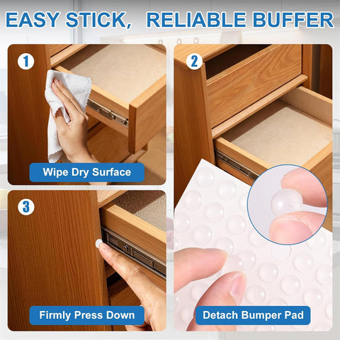 300 PCS Cabinet Door Bumpers, 0.4 Inches Round Clear Silicone