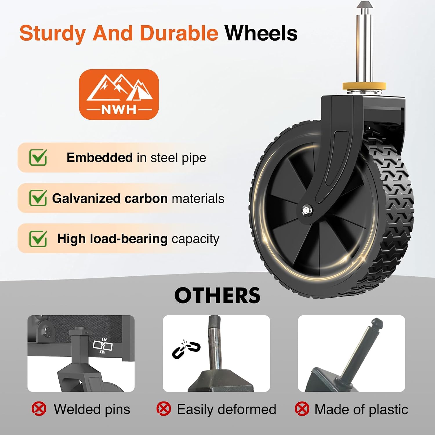 NWH Collapsible Wagon Cart with Wheels Foldable, 360LBS Large Capacity Portable Folding Utility Heavy Duty Beach Wagons Cart with All-Terrain Wheels for Groceries Shopping, Camping, Sports, Garden