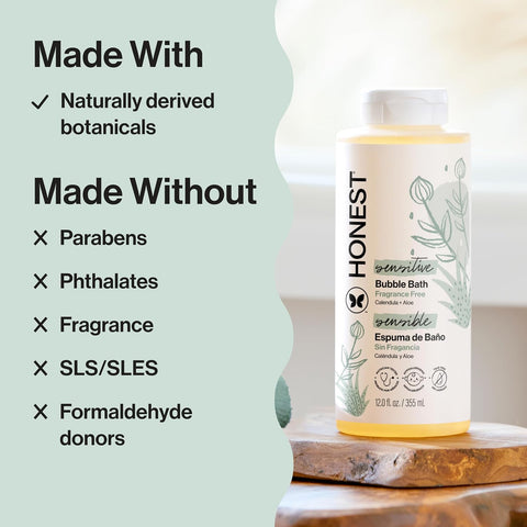 The Honest Company Bubble Bath, Hypoallergenic, Fragrance-Free, 12 fl oz