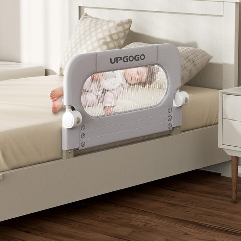 UPGOGO Folding Bed Rail for Toddlers, Grey, 33" L x 23.6" H