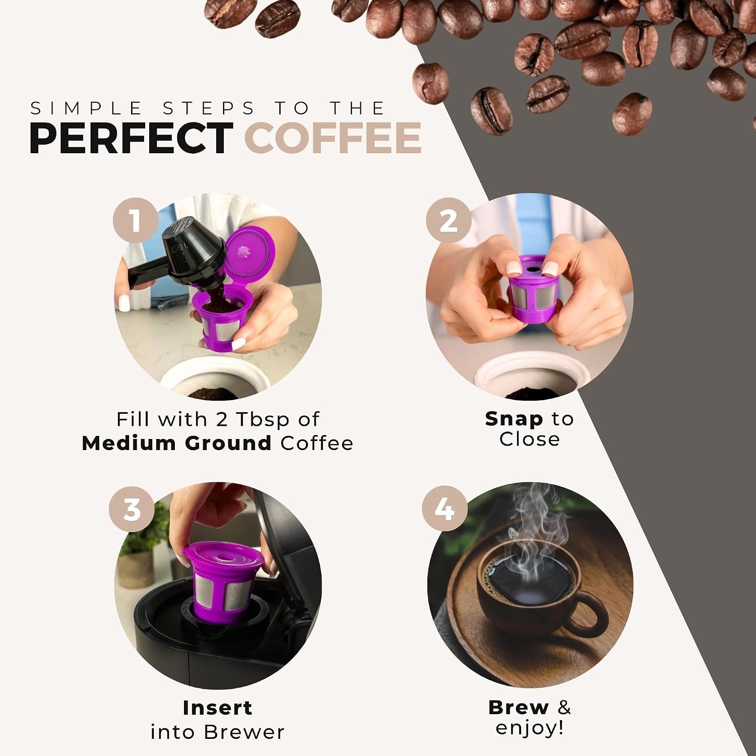 Perfect Pod Café Save Reusable Coffee Pod Filter Cups, 4 Pack