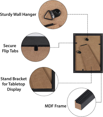HORLIMER 4x6 Picture Frame Set of 15, Black Picture Frames for 4 by 6 Photo