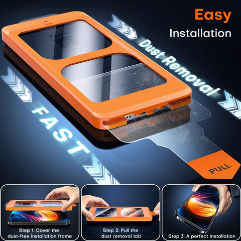 TOCOL for iPhone 16 Plus/15 Plus Screen Protector 9H Hardness Military Grade Shatterproof HD Tempered Glass Full Coverage Easy Installation Case Friendly 2 Pack