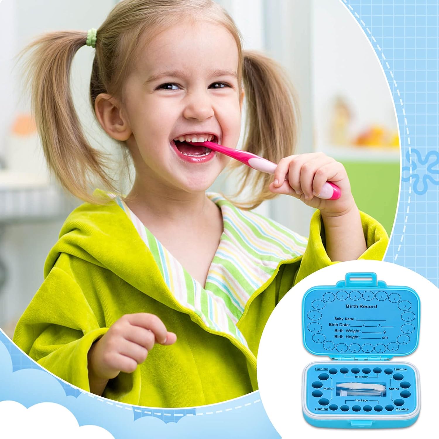 Tooth Holders for Kids Keepsake, Baby Teeth Keepsake Box, Tooth Saver, Tooth Container for Lost Teeth, Teeth Storage Holder for Tooth Fairy (Blue and Pink)