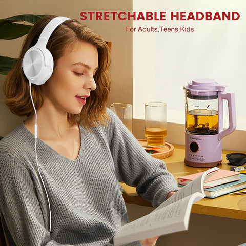 Cowyawn USB C Headphones Wired, Over Ear USB C Wired Headphones with Microphone, Volume Control, HD Stereo Sound, Foldable USB Type C Headphone for Adult/Teens/Laptop/Computer/iPhone 15/16/17, White