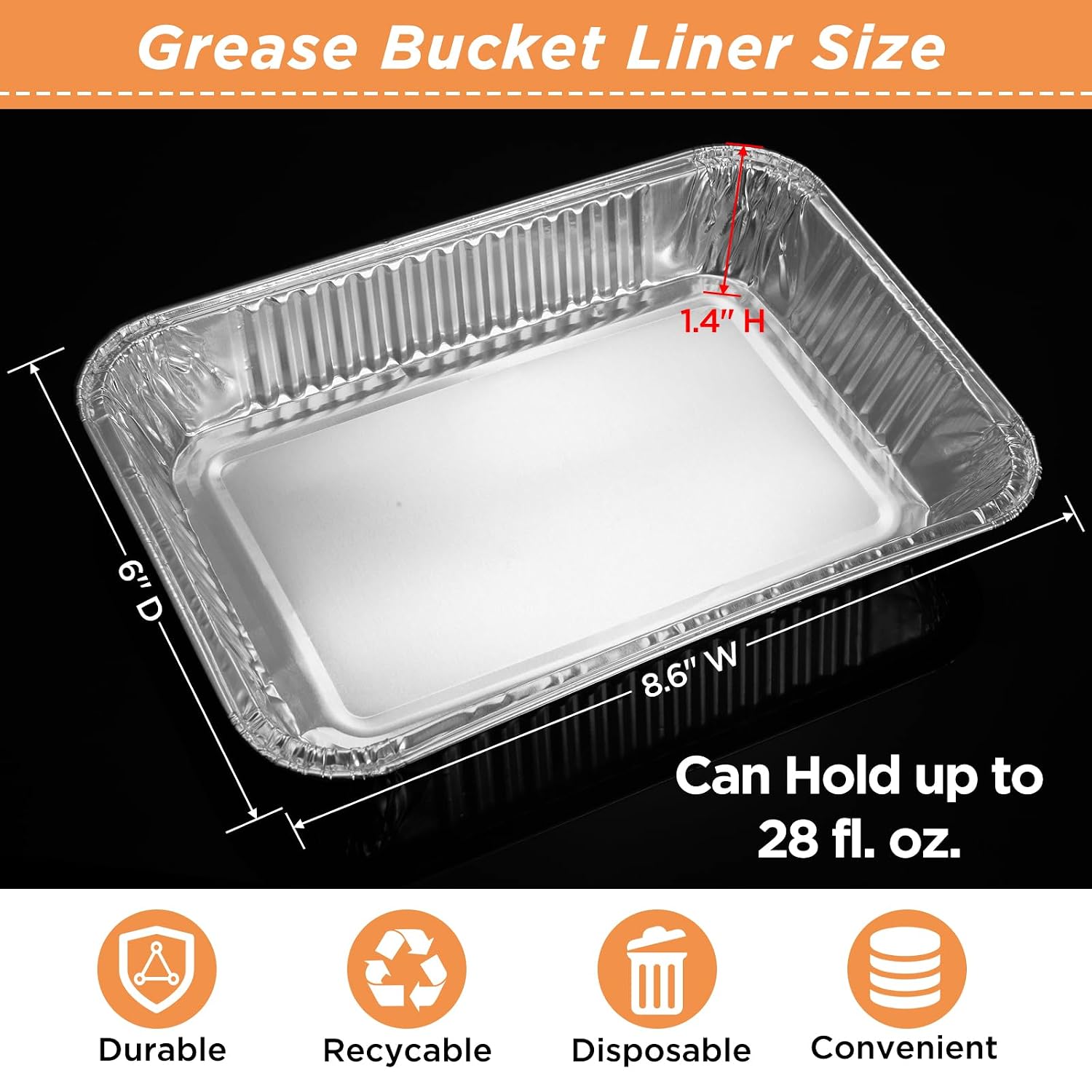 30 Pack Weber Grills Compatible Drip Pans 6415 for Weber Grills Spirit Gas Grills, Q Grills, Genesis and Genesis II LX 200 300 Series Disposable Aluminum Foil Grease Trays 6 x 1.4 x 8.6 Inches