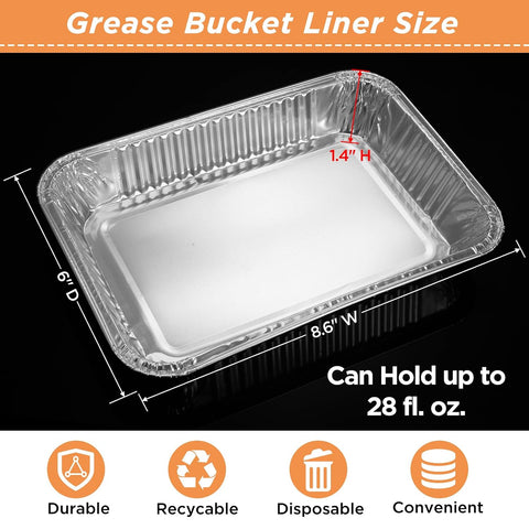 30 Pack Weber Grills Compatible Drip Pans 6415 for Weber Grills Spirit Gas Grills, Q Grills, Genesis and Genesis II LX 200 300 Series Disposable Aluminum Foil Grease Trays 6 x 1.4 x 8.6 Inches
