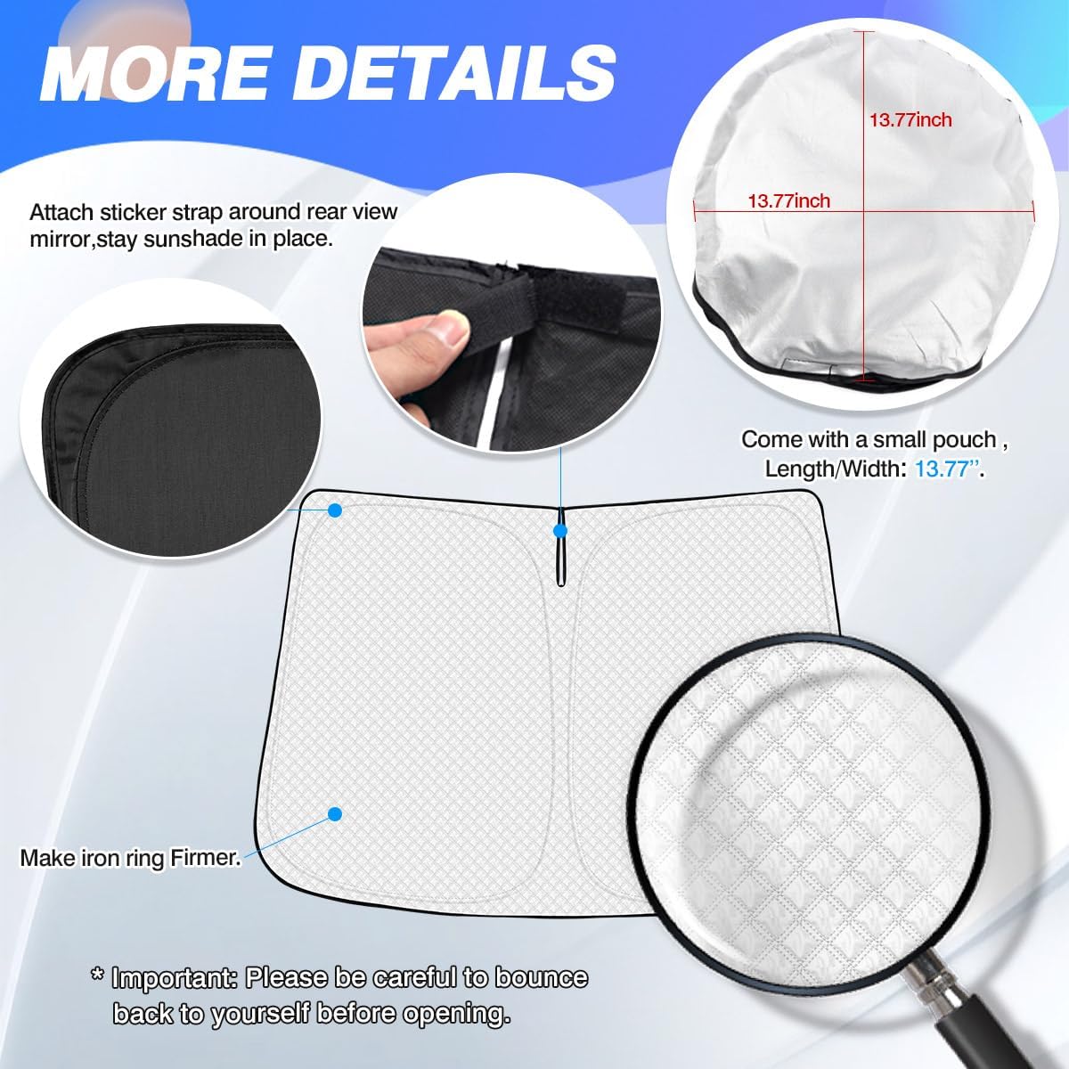 Canvcle Windshield Sun Shade for 2022-2025 2026 Rivian R1T/R1S Truck Accessories Thicken 6-Layer Front Window Sunshade Cover Sun Visor Protector Foldable Block UV Rays Keep Vehicle Cool