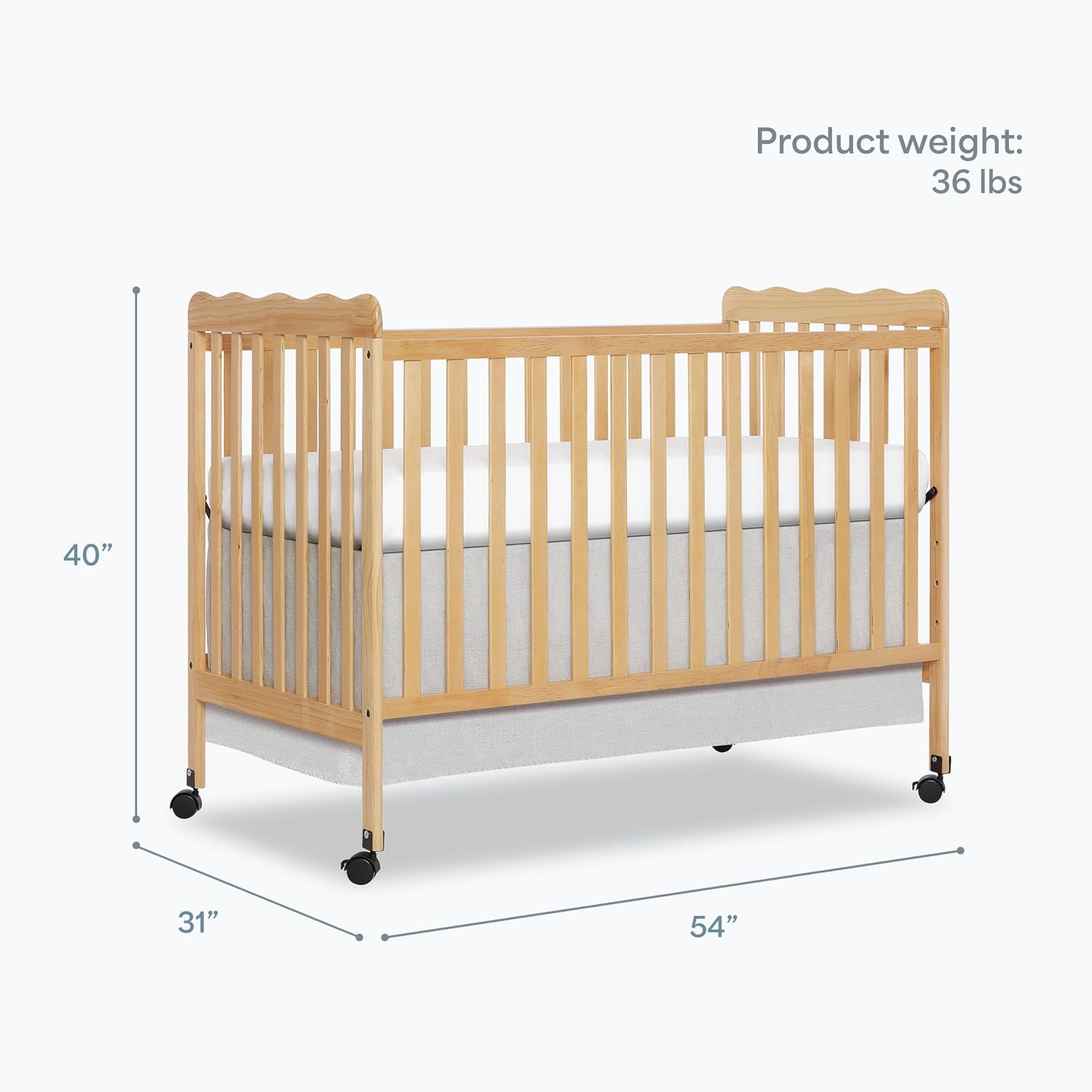 Dream On Me Full Size Carson 3-in-1 Convertible Baby Crib, Locking Wheels