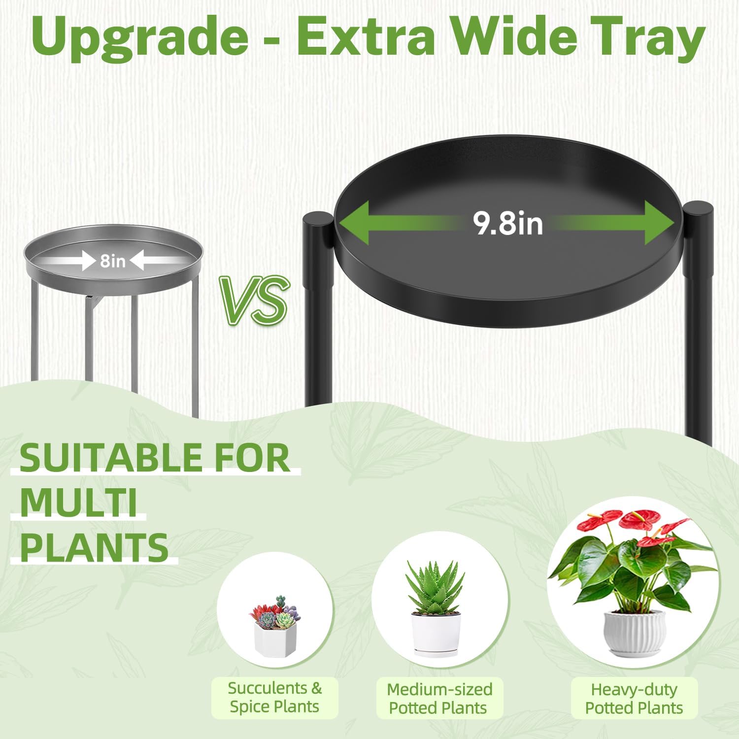 iDavosic.ly 3 Tier Large Plant Stand Indoor Outdoor, 10 In Wide Tray, Black