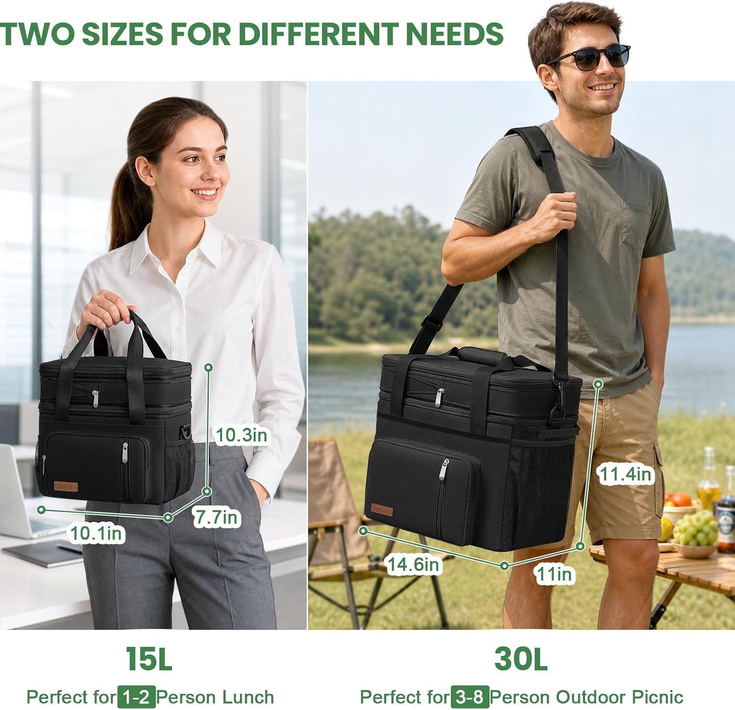 MIYCOO Lunch Bag & Lunch Box for Men Women, Double Deck & Leakproof