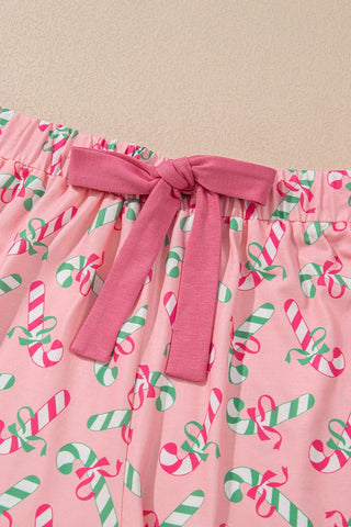 KevaMolly Women Novelty Knotted Candy Cane Christmas Pajama Set
