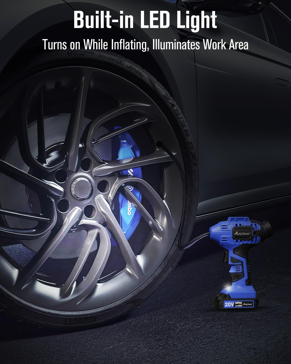 AVID POWER Cordless Tire Inflator Portable Air Compressor, 20V Tire Pump