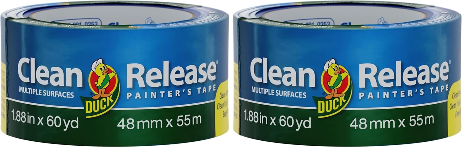 Duck Clean Release Blue Painter's Tape, 2-Inch (1.88-Inch x 60-Yard), Single Roll, 240195 (Pack of 12)