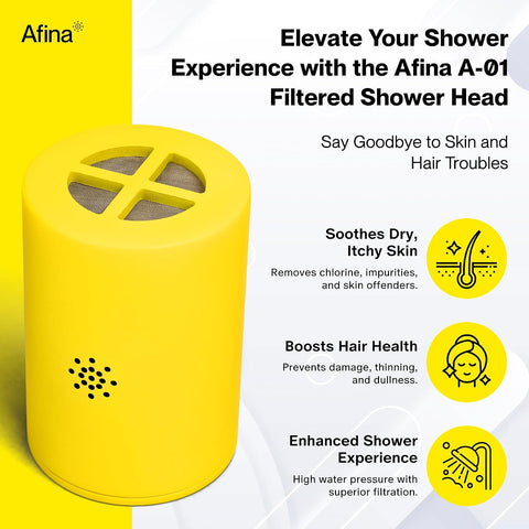 Afina Replacement Filter for Filtered Shower Head, Hard Water - 1 Pack