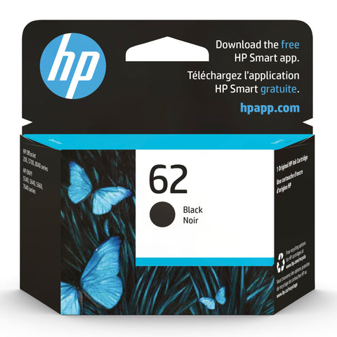 HP 62 Black Ink Cartridge | Works with HP ENVY 5540, 5640, 5660, 7640 Series, HP OfficeJet 5740, 8040 Series, HP OfficeJet Mobile 200, 250 Series | Eligible for Instant Ink | C2P04AN