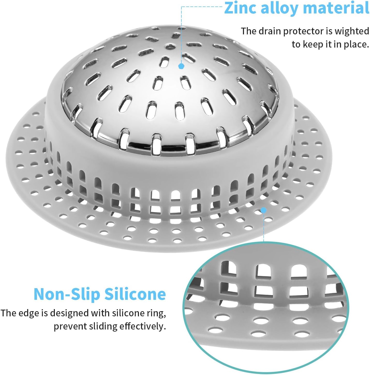 Aluvor Bathtub Drain Hair Catcher Shower Drain Cover Sink Drain Protector