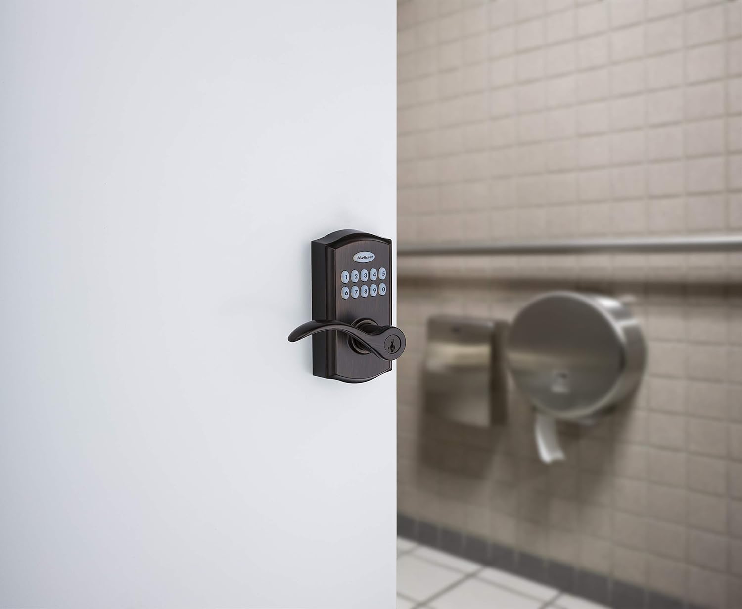 Kwikset 955PML-11PS Pembroke Lever Commercial Grade Electronic Smartcode Lever Lock with SmartKey Venetian Bronze Finish