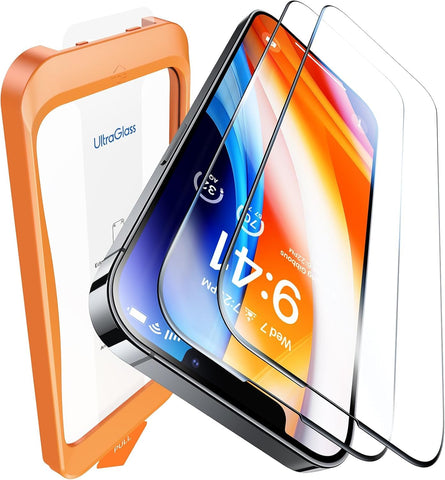 UltraGlass TOP 9H+ Glass for iPhone 13/13 Pro Screen Protector [Military Grade Shatterproof & Longest Durable] Screen Protector 13/13 Pro Tempered Glass Full Coverage Protection, 2 Packs