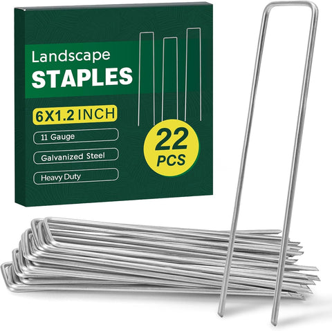 CEWOR 22 Pack Landscape Staples 6 Inch, 11 Gauge Garden Stakes