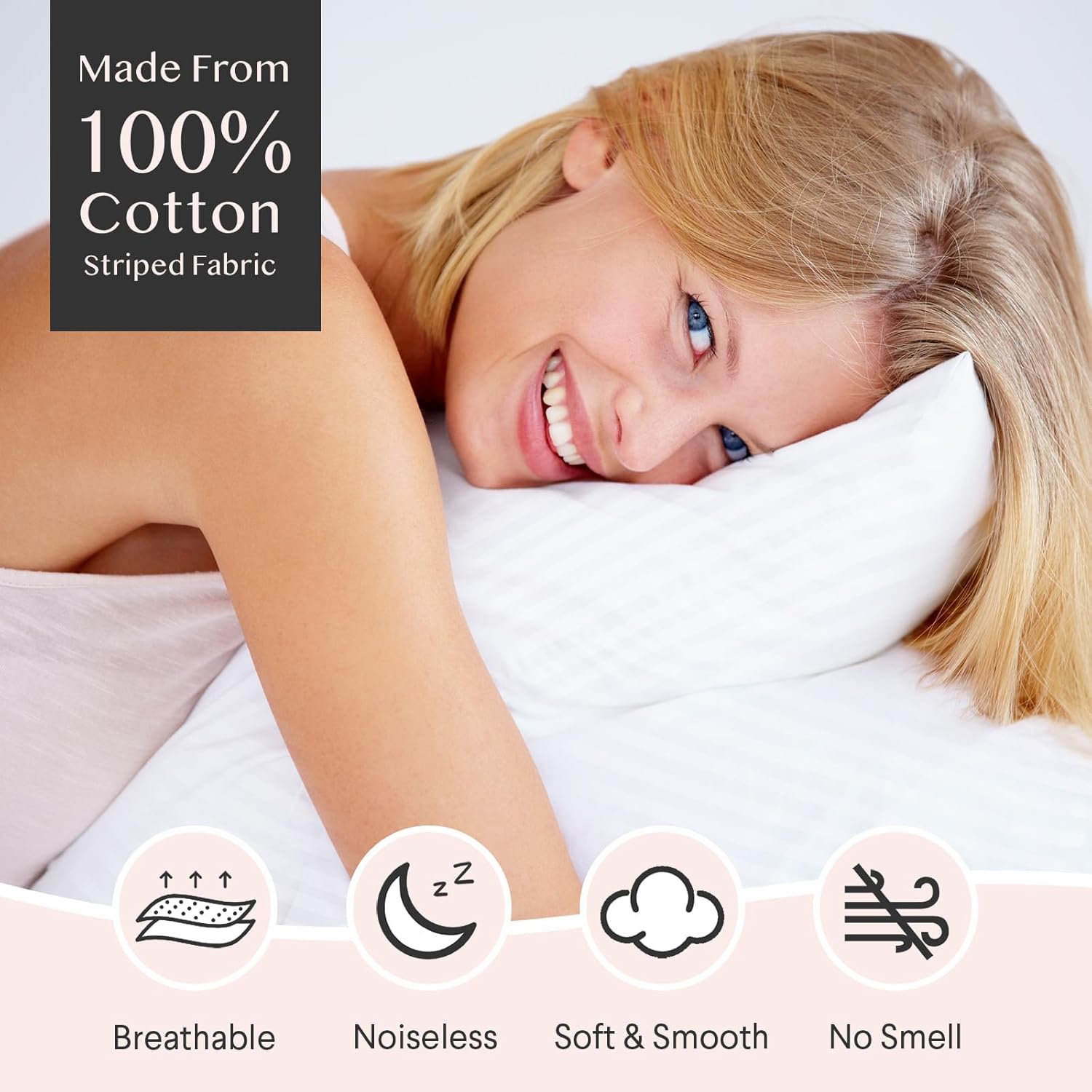 FAUNNA 600TC 100% Cotton Pillow Protectors, King Size (20x36), 6 Pack, Oeko-TEX Certified, Hotel Grade Pillow Cover with Silent Zipper, Zip Up Pillow Cases, White