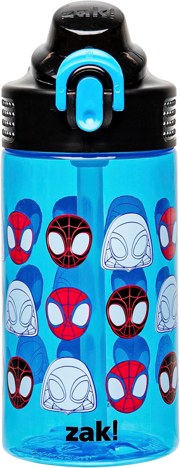 Zak Designs Marvel Spider-Man Sage 16oz Leak-Proof Straw Kids Water Bottle