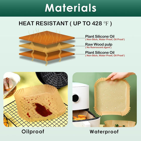 1000Pcs 8" Square Air Fryer Liners Disposable for 5-8 qt, Airfryer Paper