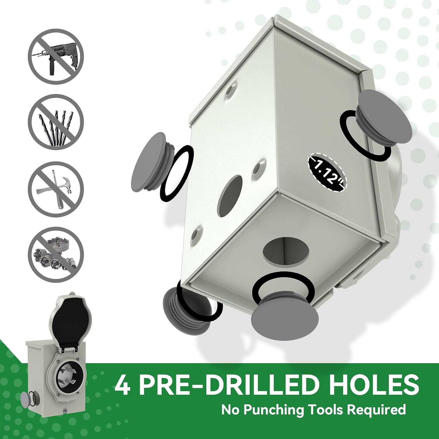 30 Amp Generator Cord 25FT and Pre-Drilled Power Inlet Box