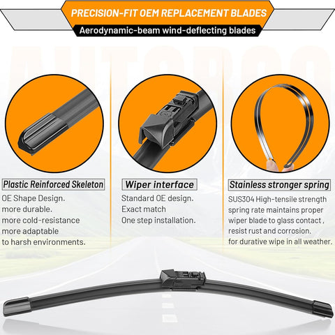 AUTOBOO Windshield Wiper Blade Replacement for Subaru Crosstrek Impreza