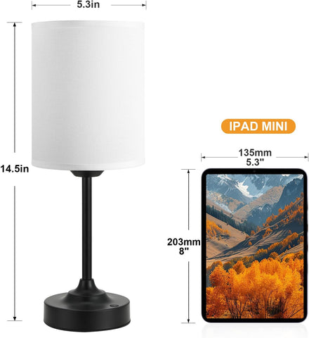 Touch Control Cordlss Table Lamp, USB-C Rechargeable Lamp with Stepless Dimming, 4000mAh Battery Operated Bedside Lamp for Bedroom, Living Room, Night Light & Emergency Lighting, Black, 1 Pack