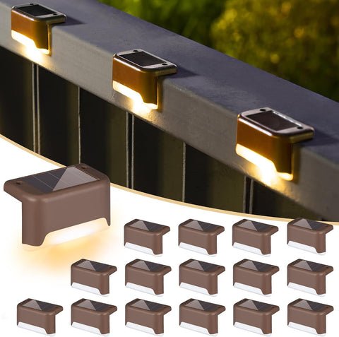 SOLPEX Solar Deck Lights Outdoor 20 Pack,Step Light Waterproof,Warm White