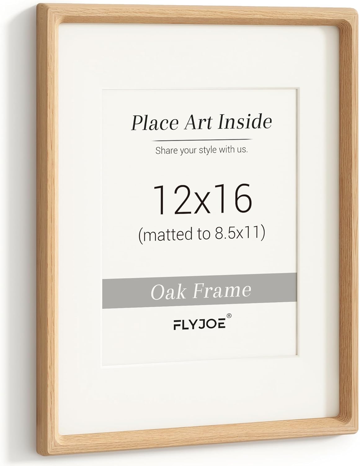 Picture Frame, USA-Sourced Hardwood Photo Frame, White Oak, 12x16