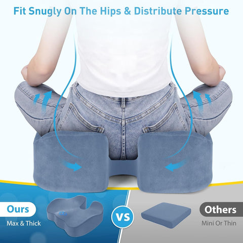 BlissTrends Memory Foam Seat Cushion for Office Chair & Car Seat, LightBlue