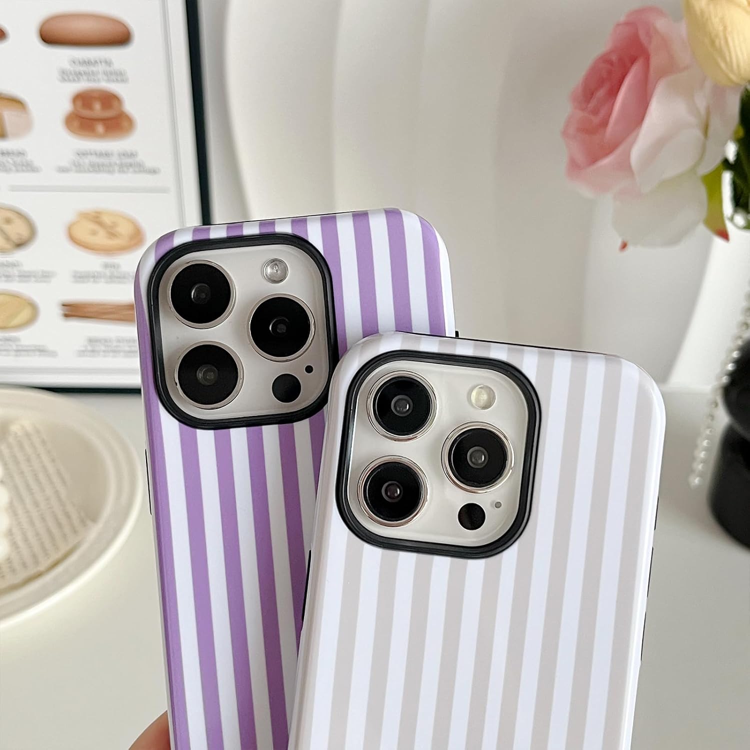 Longlayss Compatible with iPhone 15 Pro Max Case Cute Striped Phone Case