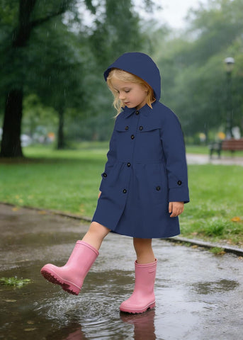 Betusline Kids Girl's Rain Jackets Waterproof Hooded Trench Coat Raincoats