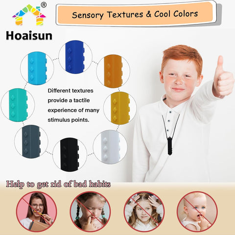 Chewy Necklace Sensory Boys and Girls, 8 Pack Autism Chew Toys for Kids
