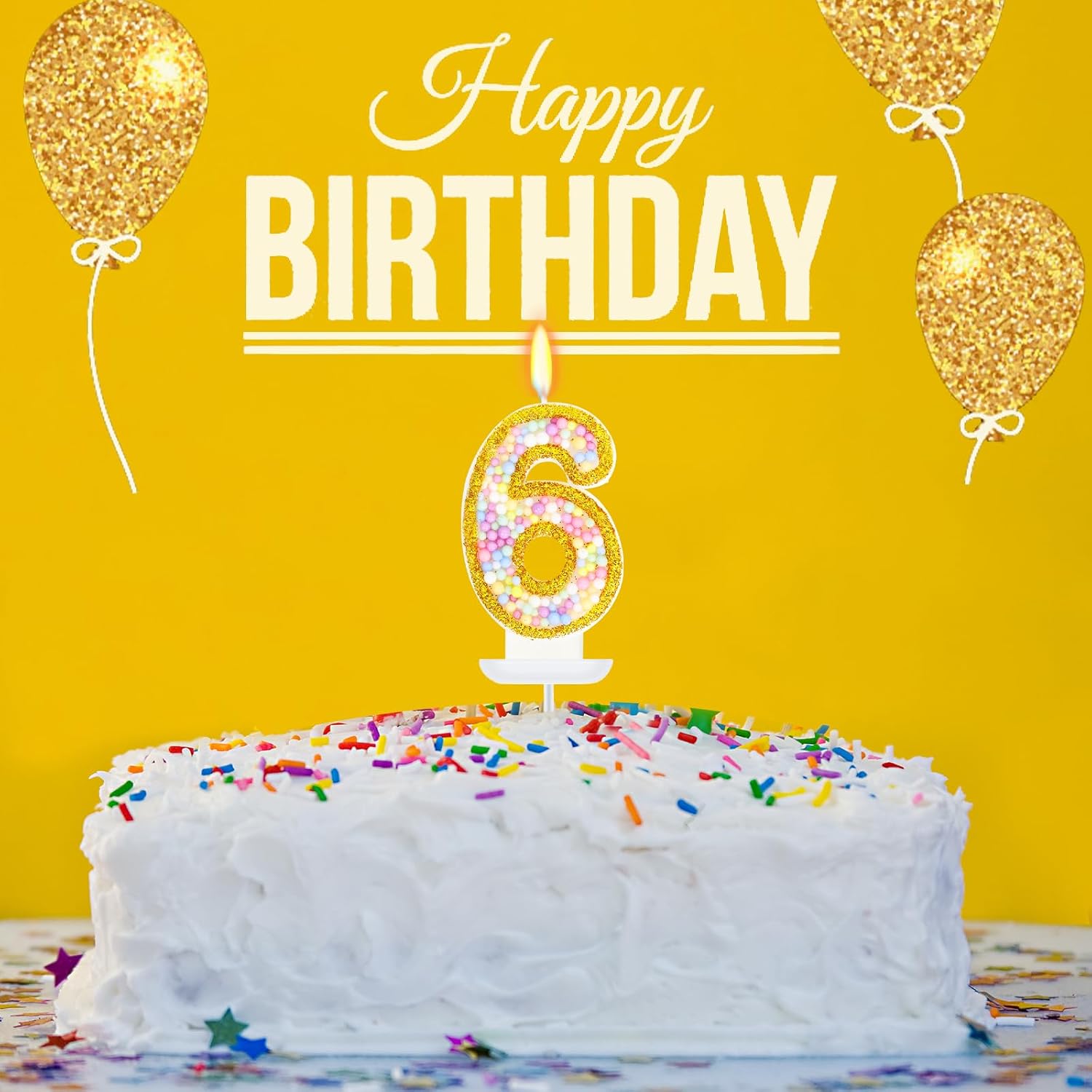 Macaron Number 6 Candle, 6th Birthday Decorations for Girls Boys