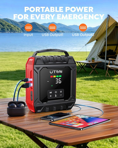 UTRAI 8000A Jump Starter with Air Compressor 160PSI for All Gas/12L Diesel