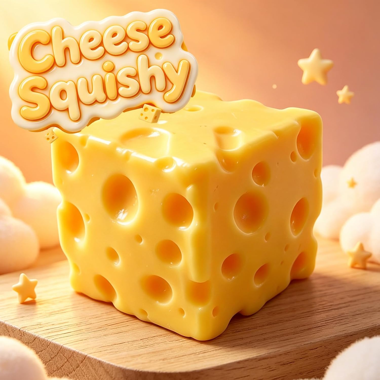 Cheese Squishy Stress Relief Original Sensory Food Squishy Stress Relief Fidget Toy Stress Balls for Adults (Yellow-2PCS)