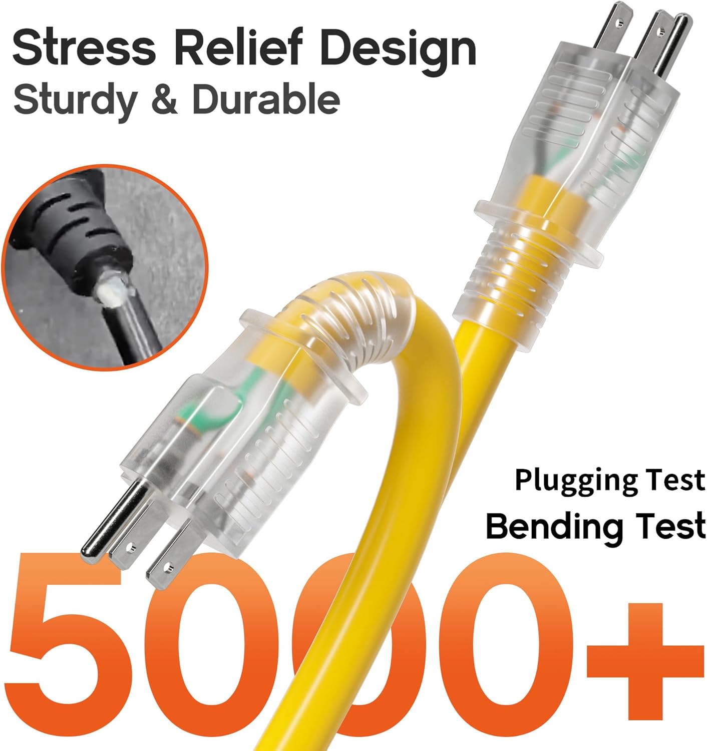 1 FT 12 Gauge Heavy Duty Extension Cord with Multiple Outlets
