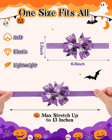 jollybows 6PCS Halloween Bows for Baby Girls, Baby Halloween Headbands