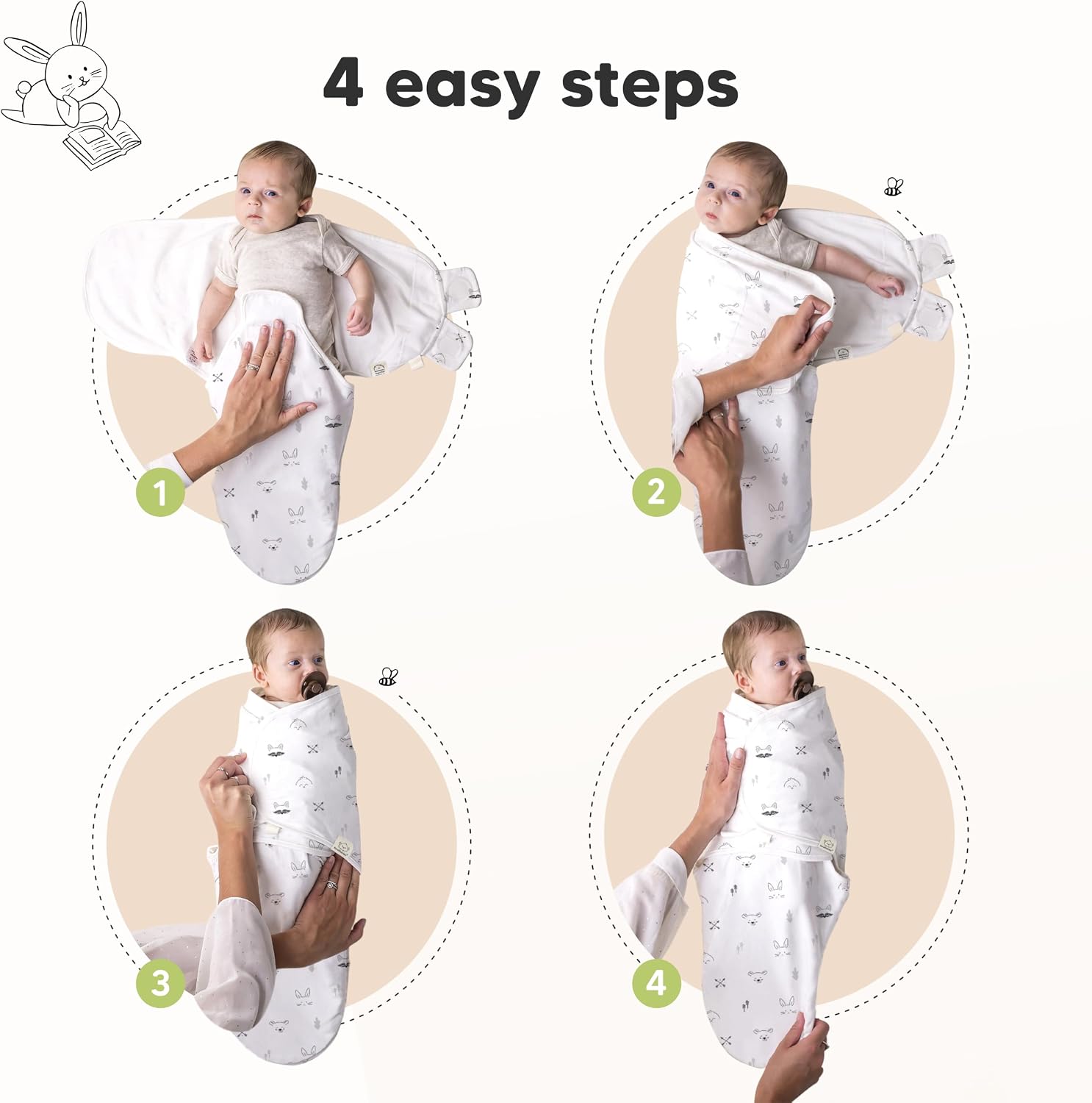 KeaBabies 3pk Organic Baby Swaddles for Newborns, 0.5 TOG Nordic, 0-3M