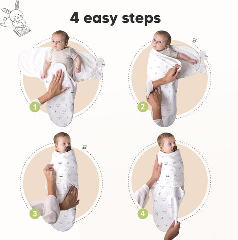 KeaBabies 3pk Organic Baby Swaddles for Newborns, 0.5 TOG Nordic, 0-3M