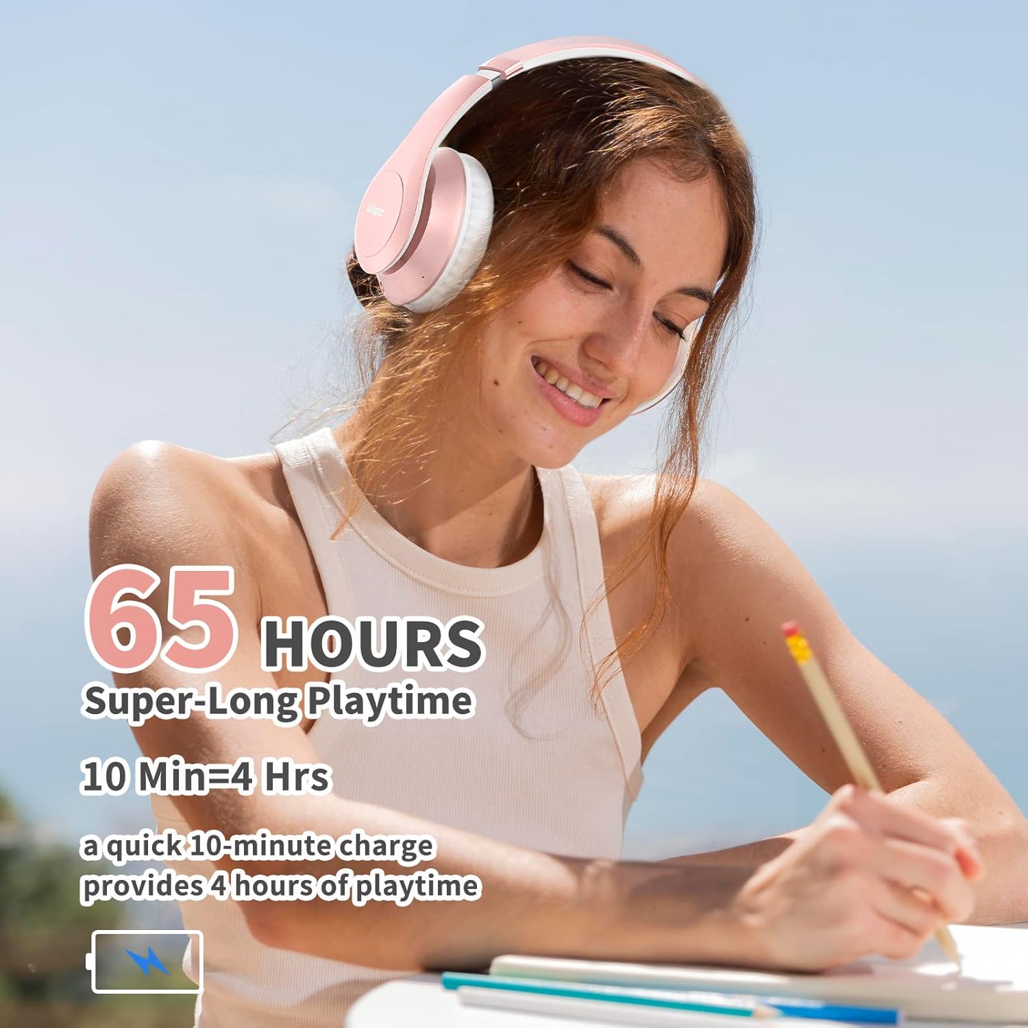 Uliptz Bluetooth Headphones Over Ear, Wireless HiFi Stereo Foldable Headset