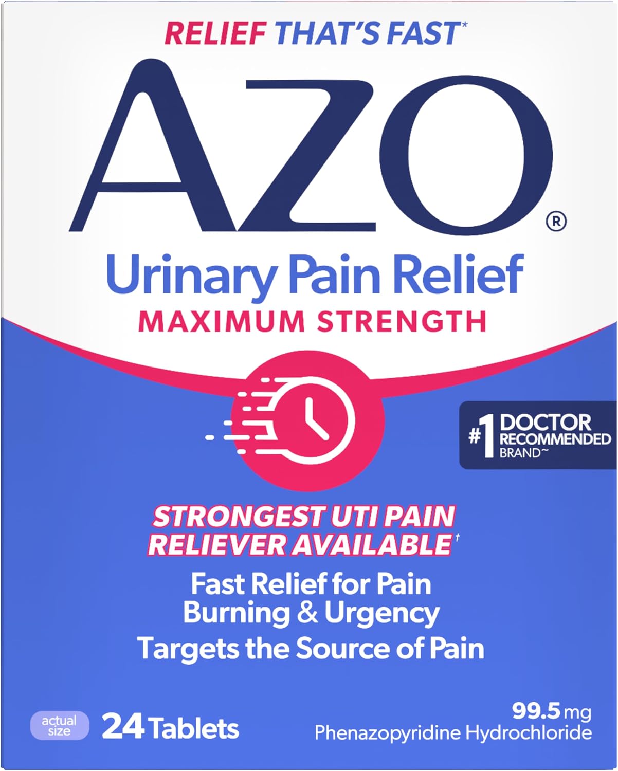 AZO Urinary Pain Relief Maximum Strength, Fast Relief of UTI Pain, 24 Count