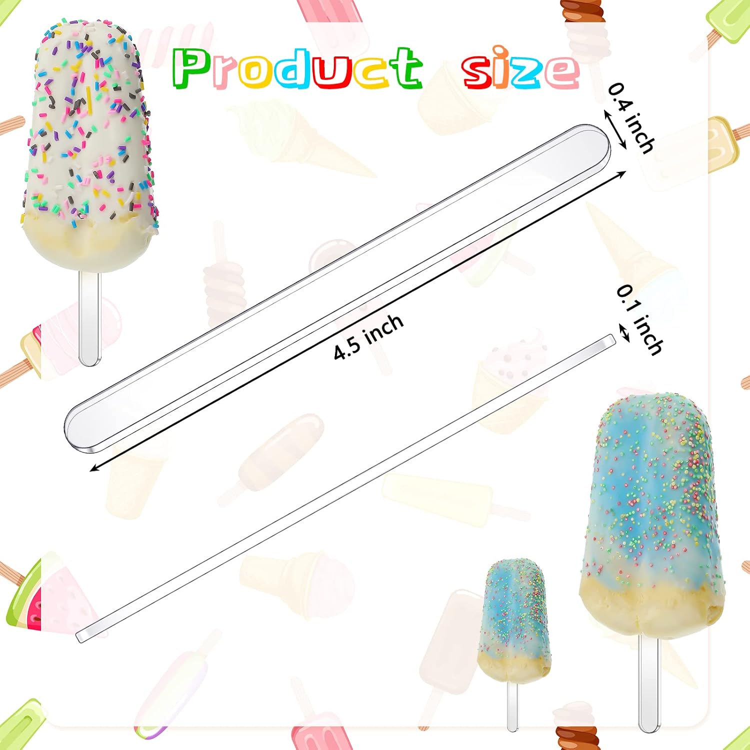 30 Pcs Reusable Acrylic Cakesicle Sticks, 4.5 Inches, Transparent