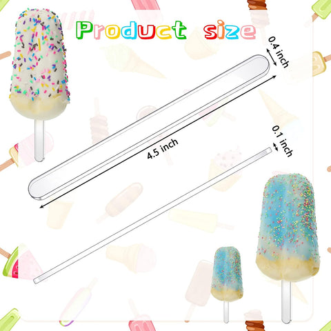 30 Pcs Reusable Acrylic Cakesicle Sticks, 4.5 Inches, Transparent