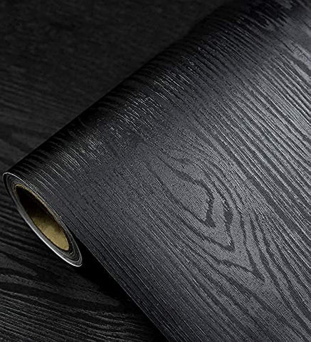 tiltil Black Wood Peel and Stick Wallpaper Wood Contact Paper 17.7" × 118"