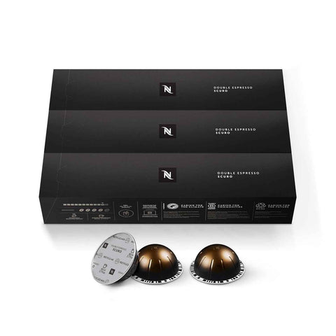 Nespresso Vertuo, Double Espresso Scuro, Dark Roast, 30-Count Espresso Pods | Capsules Coffee Pack of 1